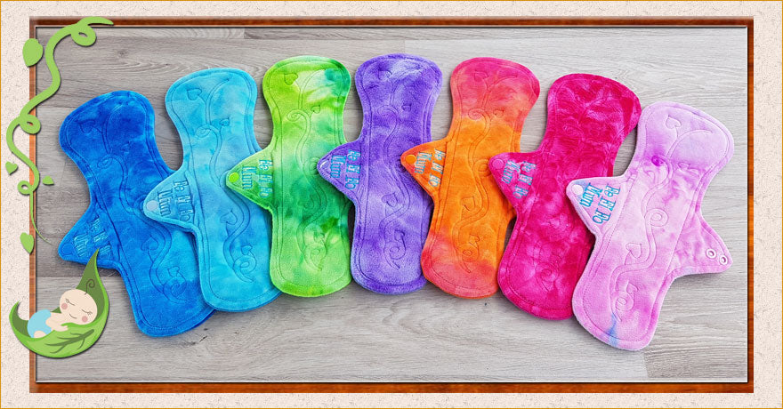 (P026) - 12 inch post partum -7 pack - topped with a rainbow of minky
