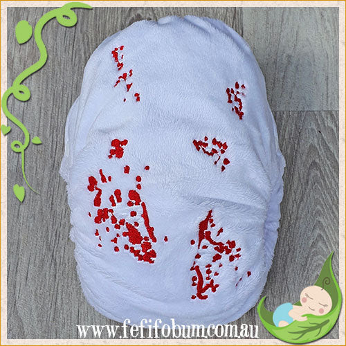 Embroidered Minky Nappy (LARGE) - Crawling Dead (white)