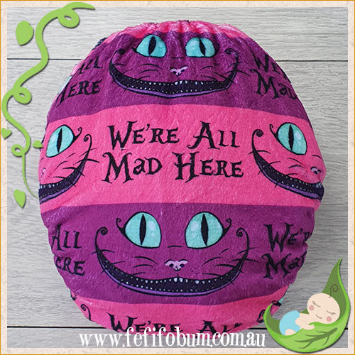 Minky Workhorse Nappy (LARGE) - We're all mad  (pink)