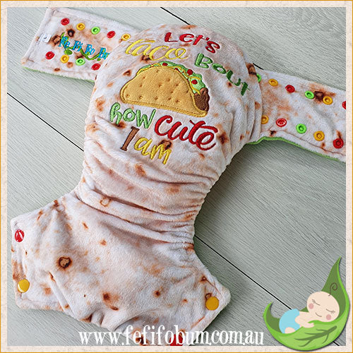 Embroidered Minky Nappy (LARGE) - Let's taco 'bout how cute I am